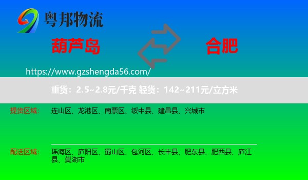 葫芦岛到合肥专线