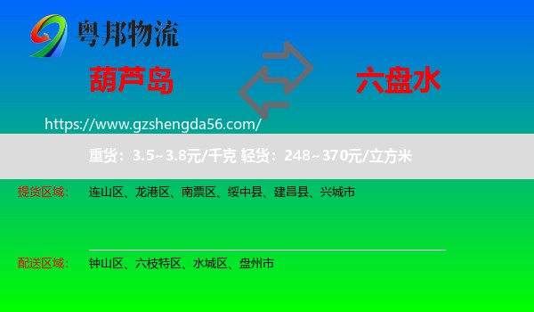 葫芦岛到六盘水物流