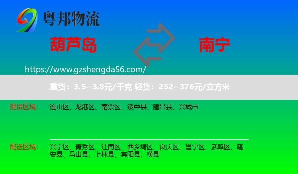 葫芦岛到南宁专线