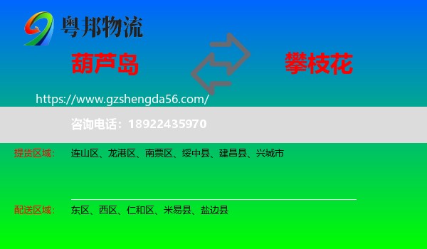 葫芦岛到攀枝花物流