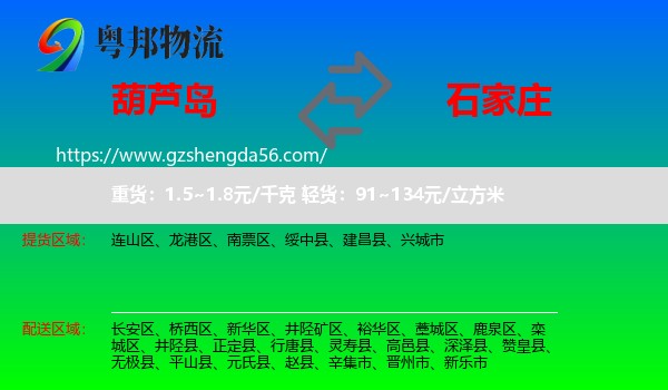 葫芦岛到石家庄专线