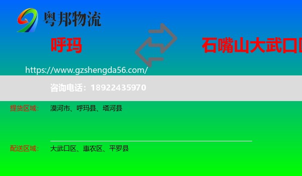 呼玛县到大武口区物流专线