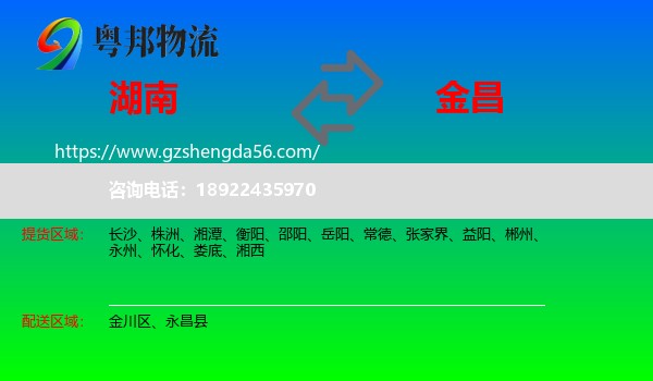 湖南到金昌物流专线