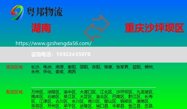 湖南到沙坪坝区物流专线