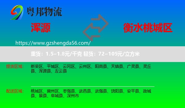 浑源县到桃城区物流专线