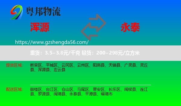浑源县到永泰县物流专线