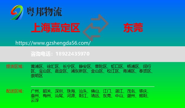 嘉定区到东莞物流