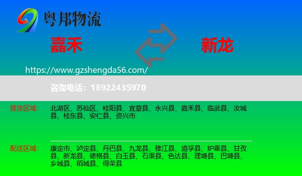 嘉禾县到新龙县物流专线