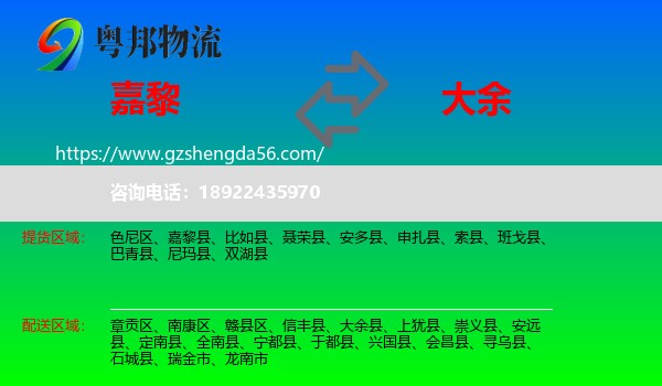 嘉黎县到大余县物流专线