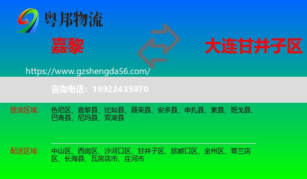 嘉黎县到甘井子区物流专线