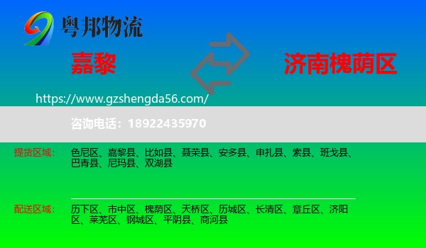 嘉黎县到槐荫区物流专线