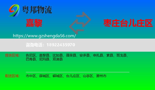 嘉黎县到台儿庄区物流专线