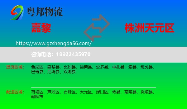 嘉黎县到天元区物流专线