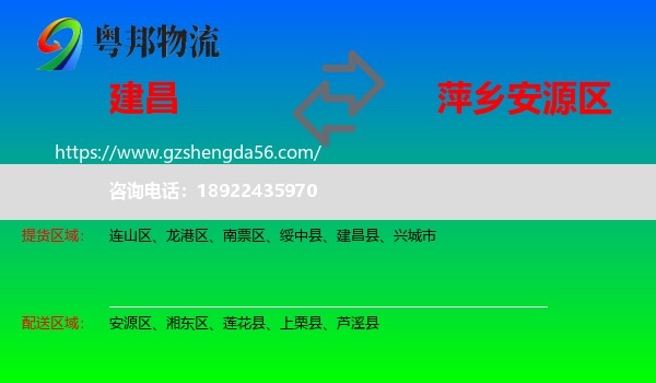 建昌县到安源区物流专线