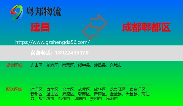 建昌县到郫都区物流专线