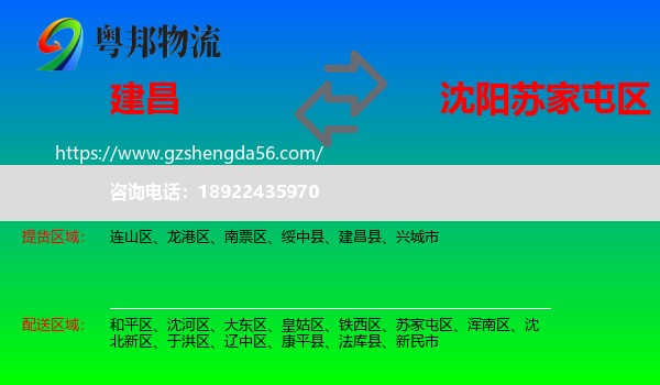 建昌县到苏家屯区物流专线