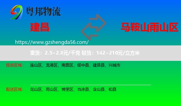 建昌县到雨山区物流专线