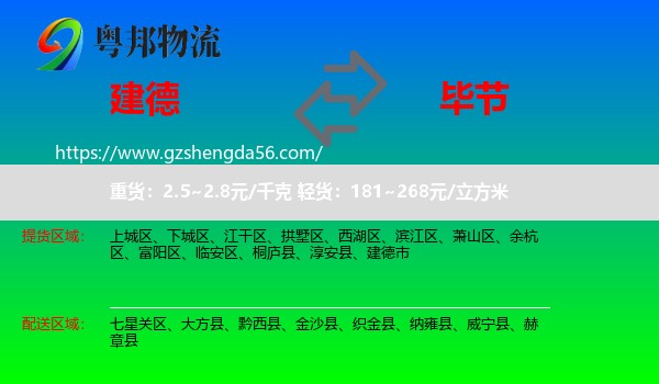 建德市到毕节物流专线