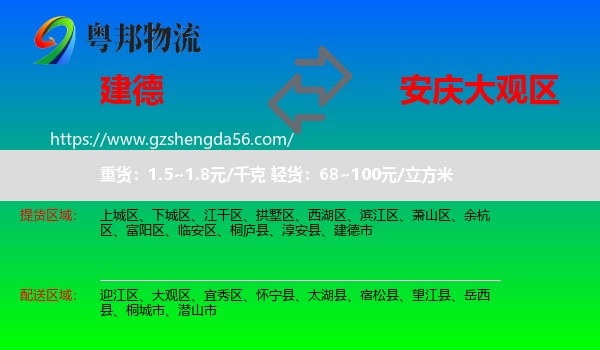 建德市到大观区物流专线