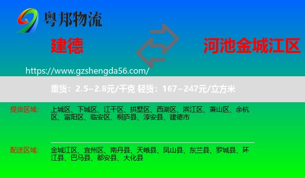 建德市到金城江区物流专线
