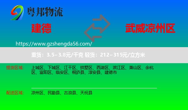 建德市到凉州区物流专线
