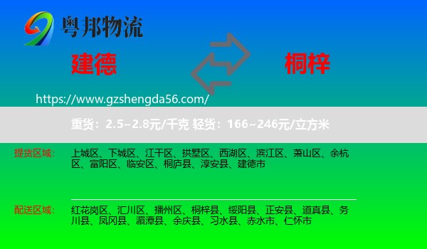建德市到桐梓县物流专线