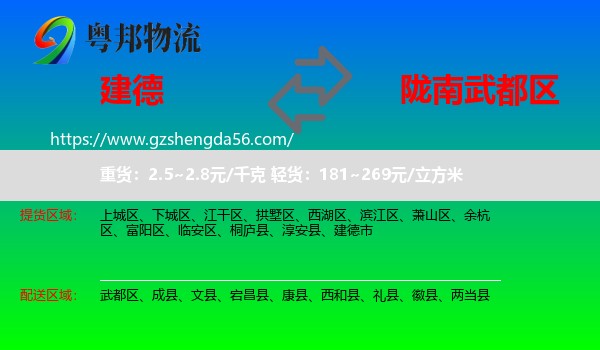 建德市到武都区物流专线