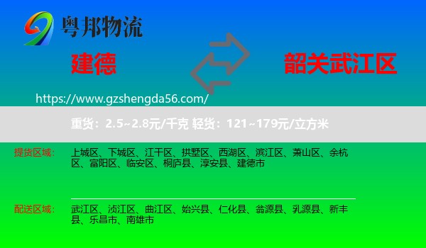 建德市到武江区物流专线