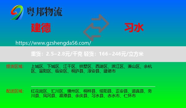 建德市到习水县物流专线