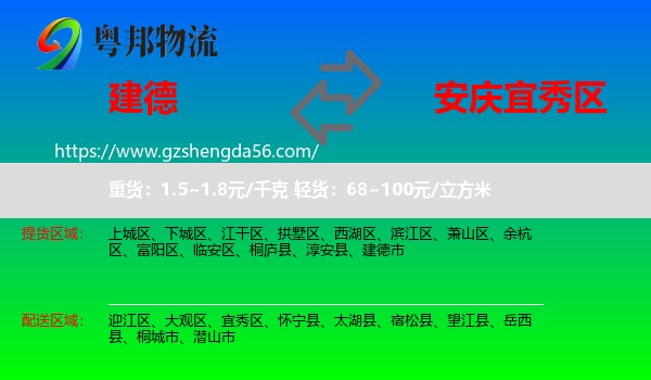 建德市到宜秀区物流专线