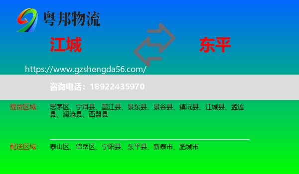 江城县到东平县物流专线
