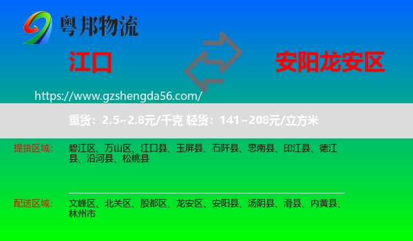 江口县到龙安区物流专线