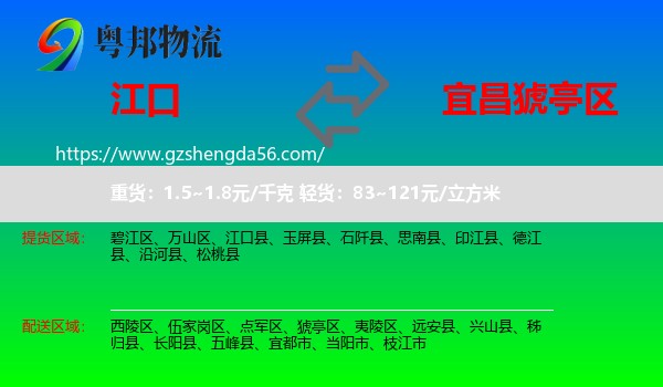 江口县到猇亭区物流专线