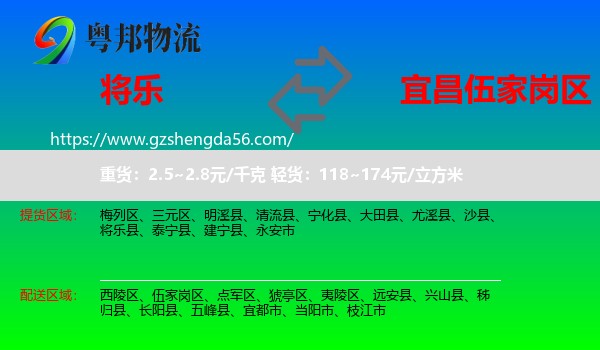 将乐县到伍家岗区物流专线