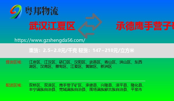 江夏区到鹰手营子矿区物流专线
