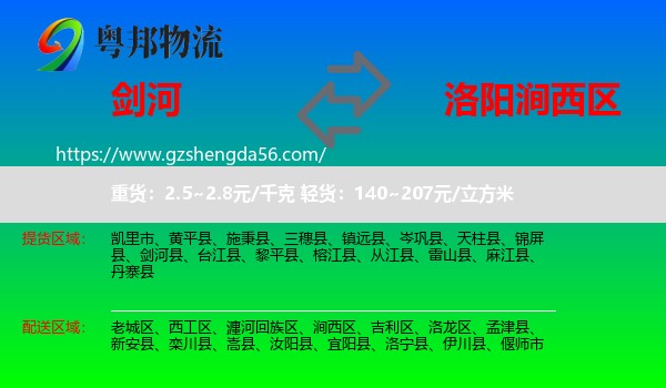 剑河县到涧西区物流专线
