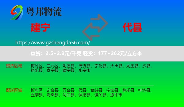 建宁县到代县物流专线