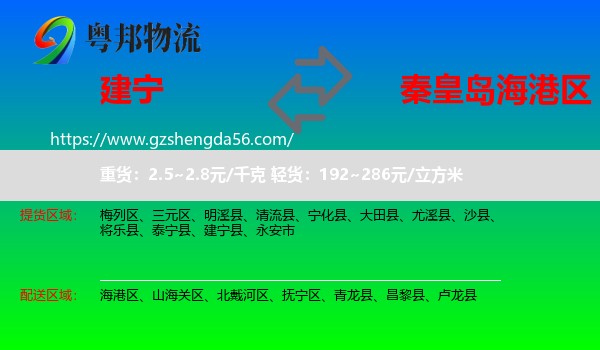 建宁县到海港区物流专线