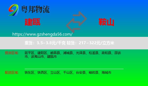 建瓯市到鞍山物流