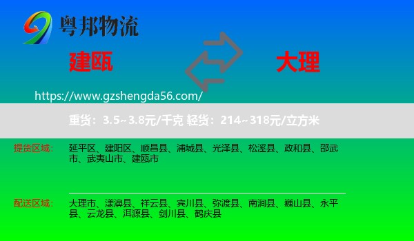 建瓯市到大理物流