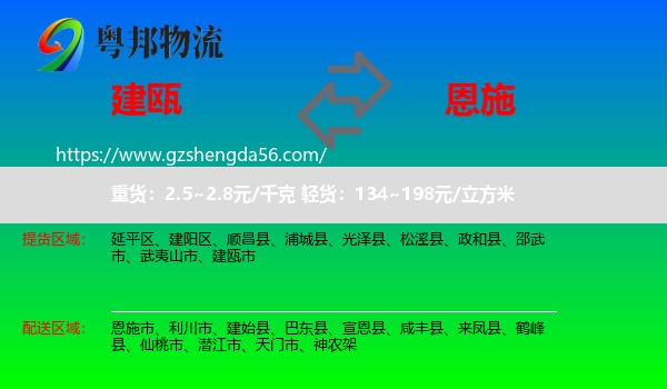 建瓯市到恩施物流