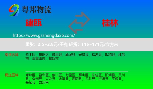 建瓯市到桂林物流