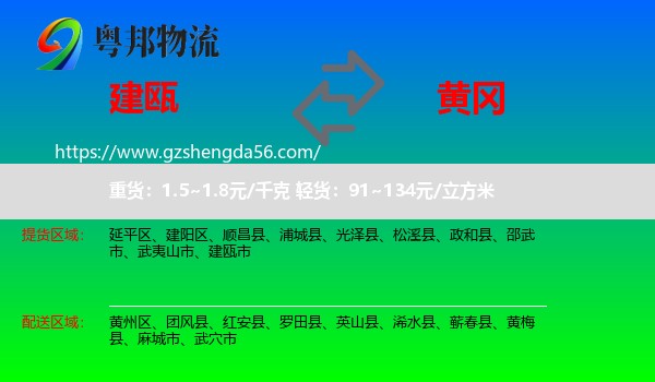 建瓯市到黄冈物流