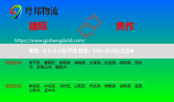 建瓯市到焦作物流