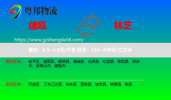 建瓯市到林芝物流