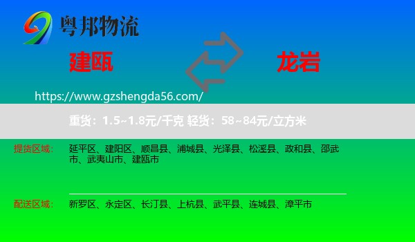 建瓯市到龙岩物流
