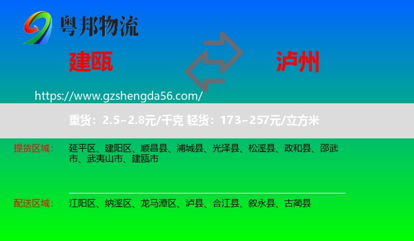 建瓯市到泸州物流