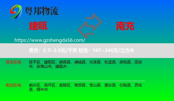 建瓯市到南充物流