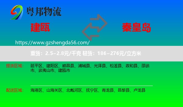 建瓯市到秦皇岛物流