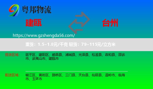 建瓯市到台州物流